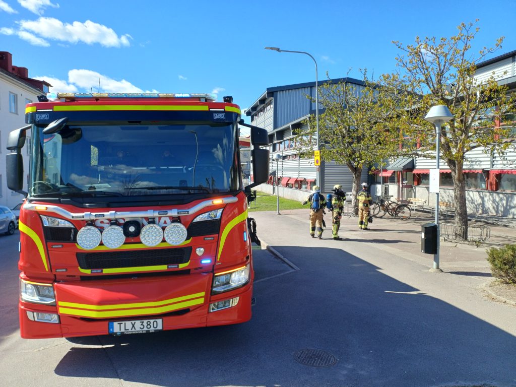 Brandlarm på simhallen i Arvika. Foto: Sakeus Berg.