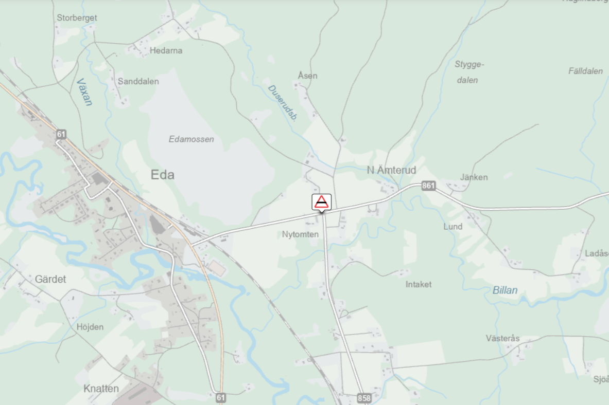 Trafikolycka i Eda kommun.