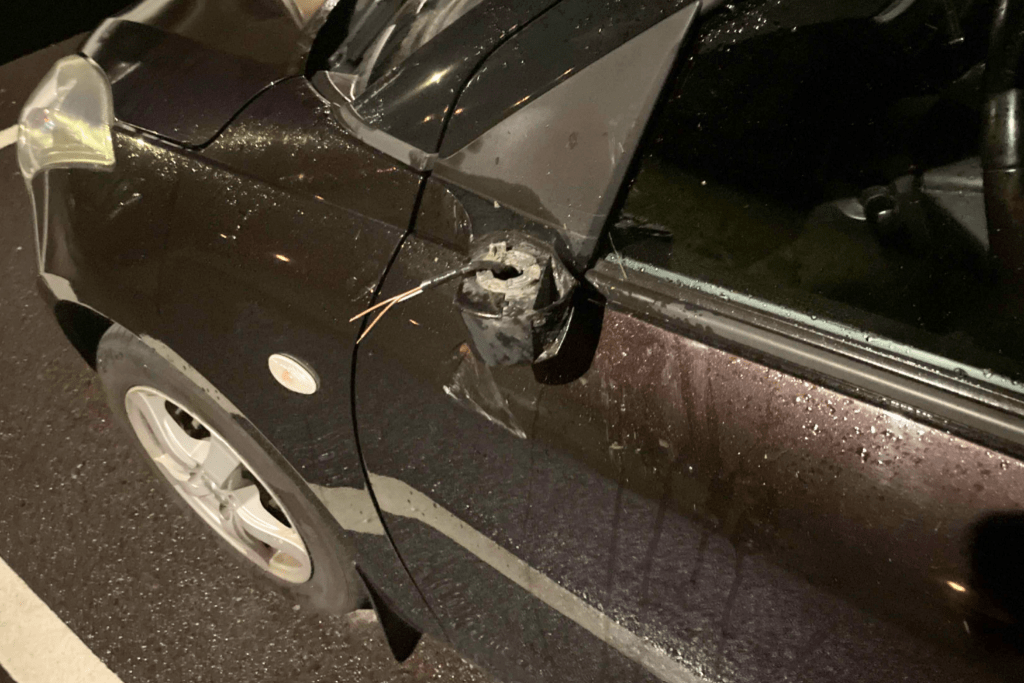 Skadegörelse. Bild från polisens förundersökningsprotokoll.