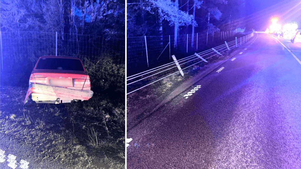 En man åtalas för grovt rattfylleri efter en olycka på E18 öster om Årjäng. Bilder från polisens förundersökningsprotokoll.