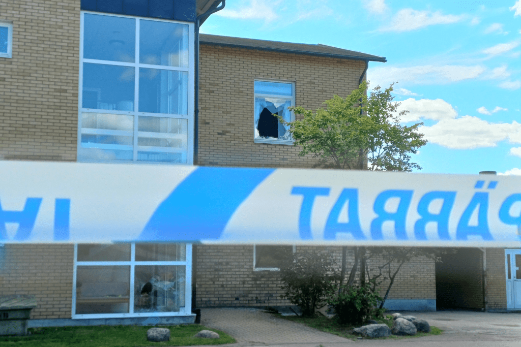Grov skadegörelse på Järvenskolan i Gunnarskog. Foto: Sakeus Berg.