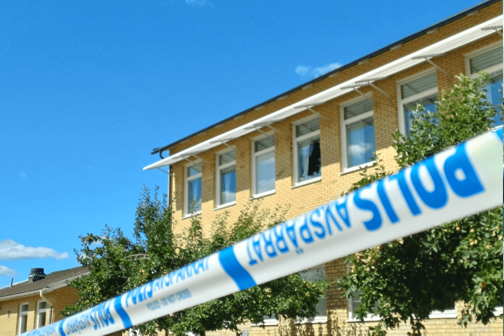 Grov skadegörelse på Järvenskolan i Gunnarskog. Foto: Sakeus Berg.