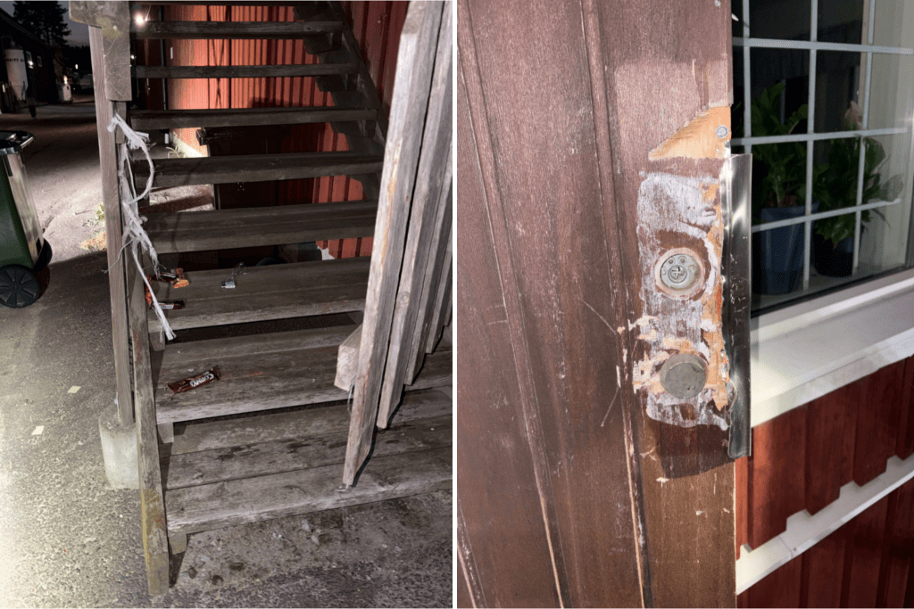 Bilder från natten då inbrottet ägde rum. Foto: Polisen.