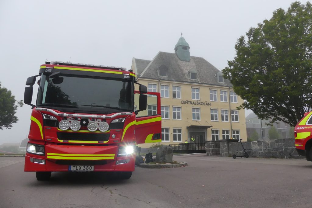 Brandövning på Centralskolan i Arvika. Foto: Sakeus Berg.