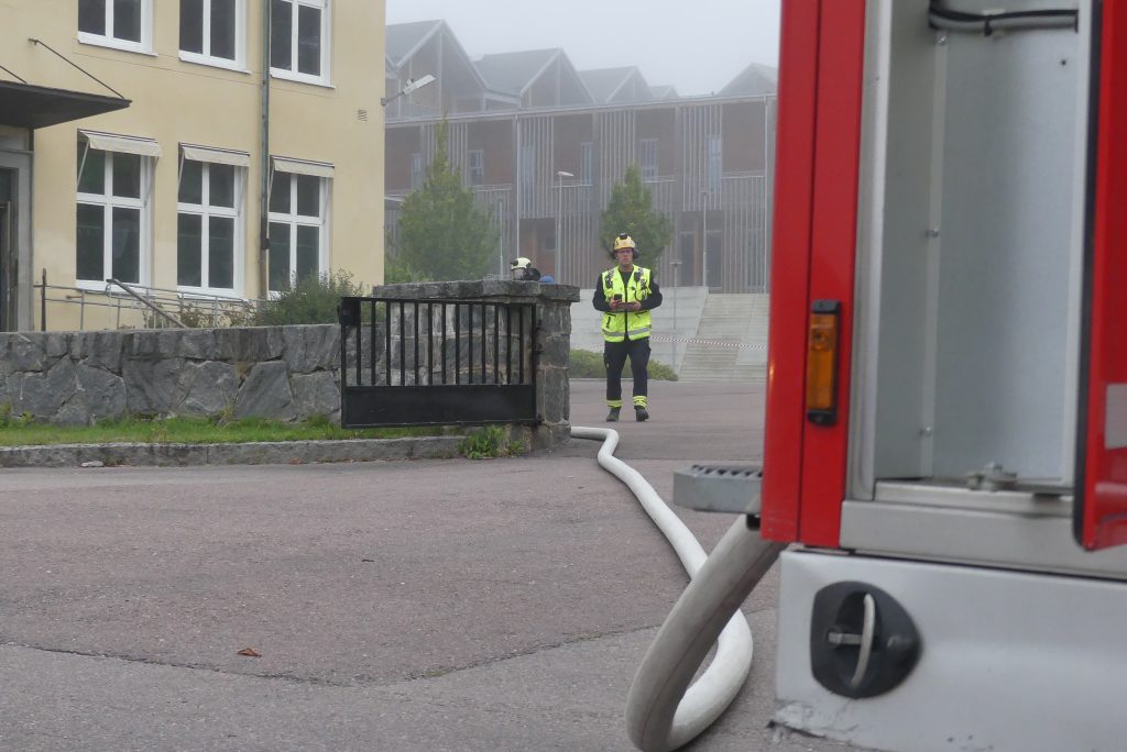 Brandövning på Centralskolan i Arvika. Foto: Sakeus Berg.
