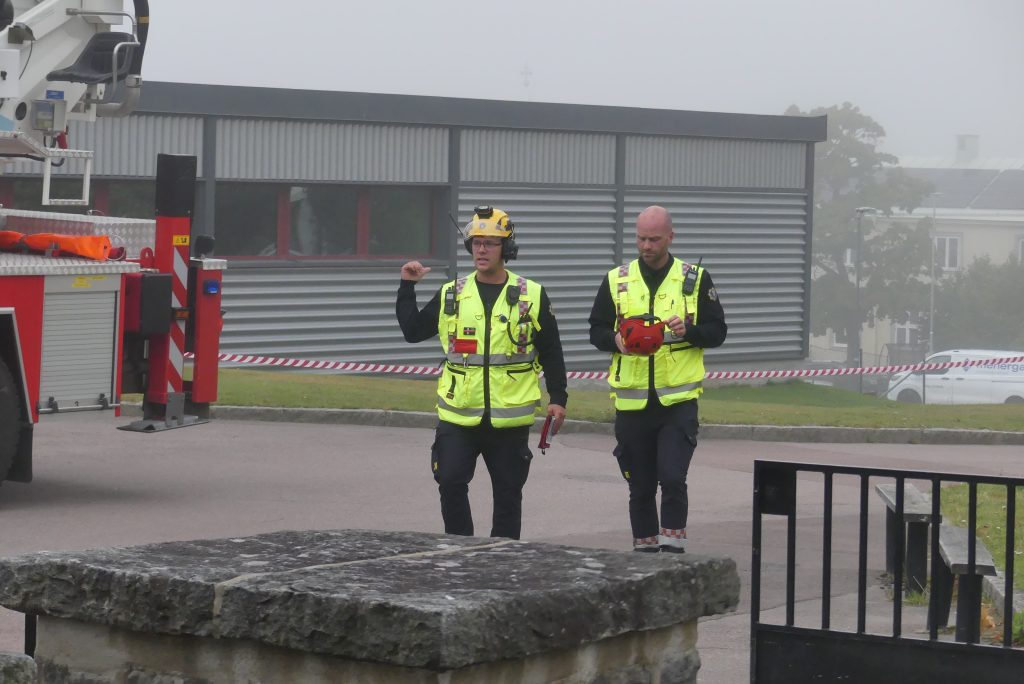 Brandövning på Centralskolan i Arvika. Foto: Sakeus Berg.