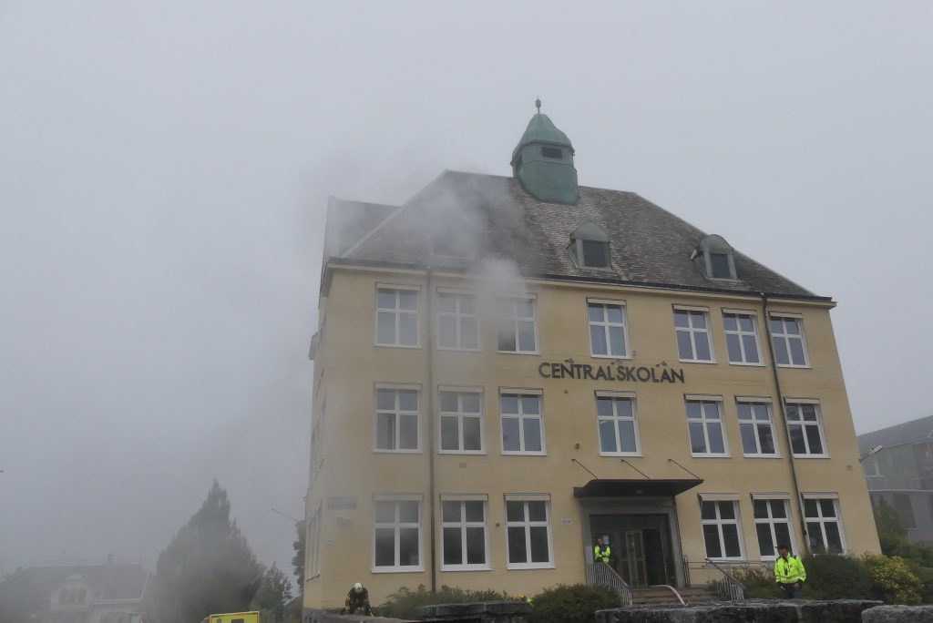 Brandövning på Centralskolan i Arvika. Foto: Sakeus Berg.