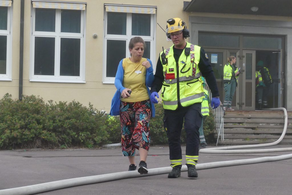 Brandövning på Centralskolan i Arvika. Foto: Sakeus Berg.
