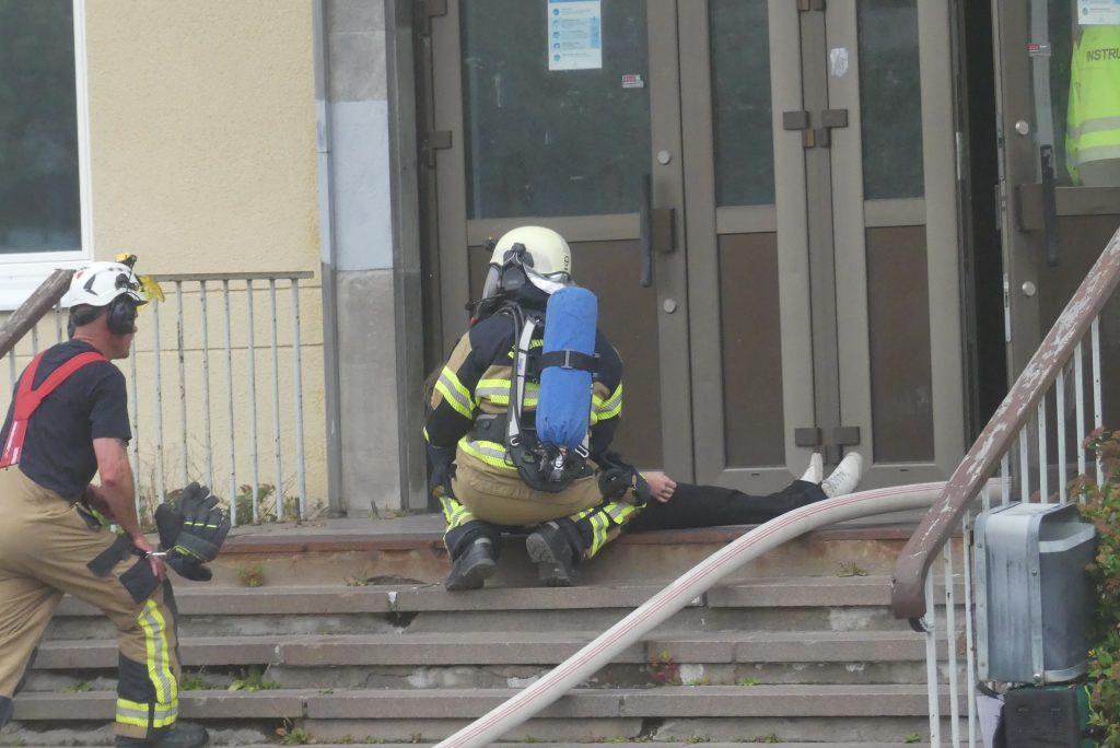 Brandövning på Centralskolan i Arvika. Foto: Sakeus Berg.