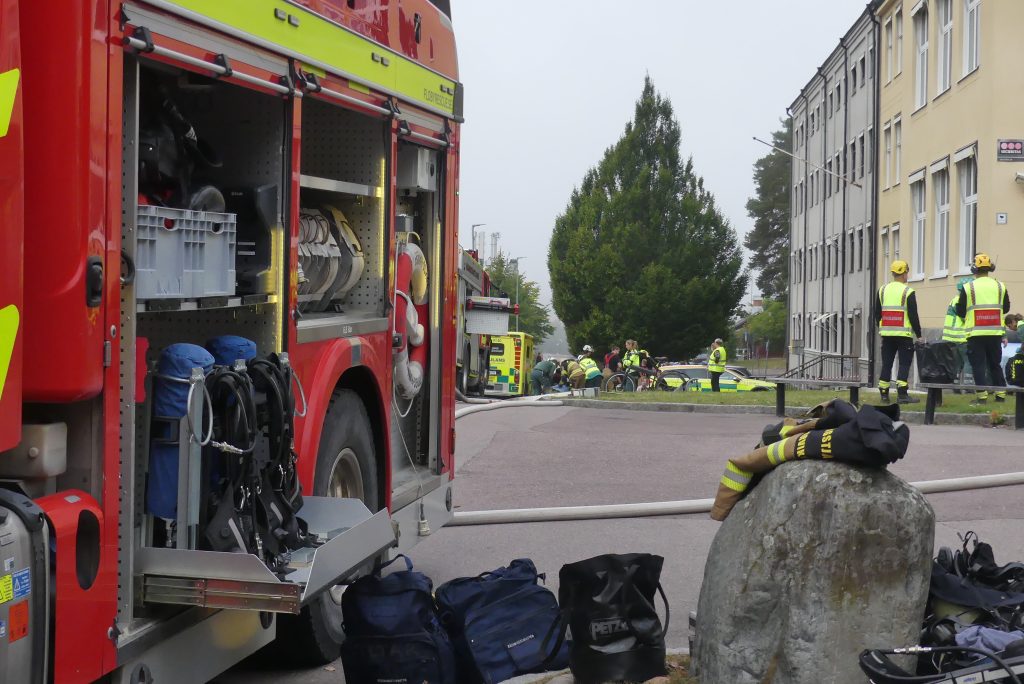 Brandövning på Centralskolan i Arvika. Foto: Sakeus Berg.